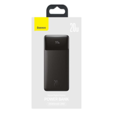 Baseus Power Bank Bipow with Digital Display, Fast Charge, C+U+U (with USB-A to Micro USB, 0,25m cable) 15W, 0.25m, 20000 mAh, Black (PPBD050501) (PPBD050501) power bank