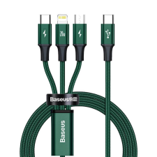 Baseus Rapid Series USB-C 3 az 1-ben kábel, mikro USB, Lightning, USB-C, 20 W, 1.5m, zöld (CAMLT-SC06) (CAMLT-SC06) kábel és adapter