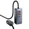 Baseus Share Together autós töltő hosszabbító kábellel 2xUSB-A, 2xUSB-C szürke (CCBT-A0G) (CCBT-A0G)