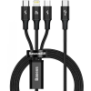 Baseus USB 2.0 Type C Lightning + Micro USB + USB Type C Átalakító Fekete 1.5m CAMLT-SC01