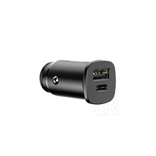 Baseus USB-A + C autós töltő adapter (fekete) mobiltelefon kellék