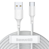 Baseus USB töltő- és adatkábel, USB Type-C, 150 cm, 5000 mA, 40W, törésgátlóval, gyorstöltés, PD, Baseus Simple Wisdom, TZCATZJ-02, fehér, 2 db / csomag