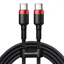 Baseus USB Type-C töltő- és adatkábel, USB Type-C, 200 cm, 5000 mA, törésgátlóval, gyorstöltés, PD, cipőfűző minta, Baseus Cafule CATKLF-AL91, fekete/piros kábel és adapter