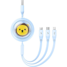 Baseus visszahúzható kábel USB Micro/Lightning/C 3w1 Leo 1,1m kék CB000063 mobiltelefon kellék