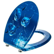 Bath Duck Bath Duck 3 oldalon mintázott MDF WC ülőke - Delfin #kék takarító és háztartási eszköz
