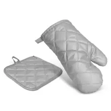 BBQ Edényfogó kesztyű és alátét szett - 25 cm - szürke (56051D) lakástextília