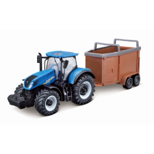 BBurago 1:50 New Holland traktor lószállítóval autópálya és játékautó