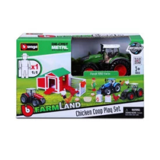 BBurago Bburago 10cm traktor + csirkeól + csirke + kerítés autópálya és játékautó