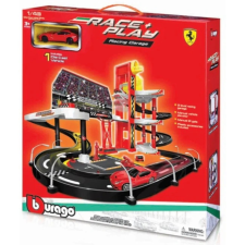 BBurago Ferrari Racing garázs 143  Ajánlott 3-6 éves korig fiúknak (24621) autópálya és játékautó