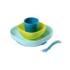 Beaba étkészlet, szilikon 4 részes, Blue babaétkészlet