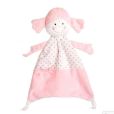 Bébi plüss kislány kendő/csörgő - 17 cm -pink csörgő