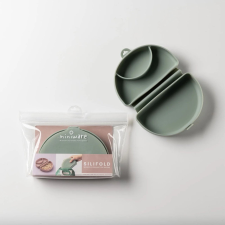 Bébiétel diverzifikációs konténer Miniware Silifold, 100% élelmiszer szilikon, zsálya babaétkészlet