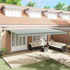  Behúzható napellenző Zöld és fehér 600 ×300 cm szövet nyílászáró