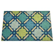  Bejárati ajtószőnyeg Chilai Home 877CHL1022, 45x70 cm, PVC, zöld/kék lakástextília