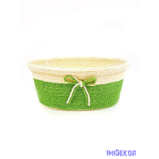  Bélelt köteles ovál kosár 19cm - Világoszöld dekorációs kellék