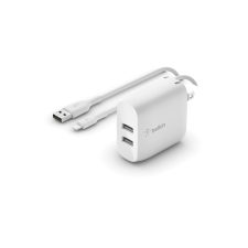 Belkin Boost Charge Dual USB-A Hálózati töltő + USB-A apa - Lightning apa töltőkábel - Fehér (24W) mobiltelefon kellék
