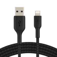 Belkin BOOST CHARGE Lightning - USB-A harisnyázott kábel 2m fekete (CAA002bt2MBK) (CAA002bt2MBK) kábel és adapter