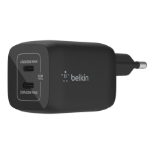 Belkin BoostCharge Pro 2xUSB-C GaN hálózati töltő 65W fekete (WCH013vfBK) mobiltelefon kellék