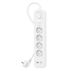 Belkin SRB001VF2M Elosztó 4 aljzat 2x USB fehér kapcsolós védett hosszabbító, elosztó