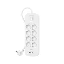Belkin SRB003VF2M 220V Túlfeszültség védő elosztó 8 aljzatos 2m - Fehér (SRB003VF2M) hosszabbító, elosztó