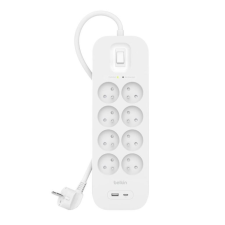 Belkin SurgePlus Túlfeszültség védő elosztó 8 aljzatos 2m - Fehér (SRB003CA2M) hosszabbító, elosztó