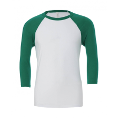 Bella+Canvas Uniszex 3/4-es ujjú póló Bella Canvas Unisex 3/4 Sleeve Baseball T-Shirt XL, Fehér/Kelly zöld