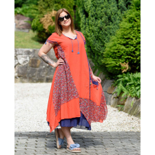 BellaKollektion Bojtos piros hosszú ruha (M-XL) női ruha