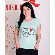 BellaKollektion Smile feliratú zöld póló (S/M-L/XL)