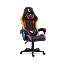 BEMADA RGB LED-es gamer szék - karfával, párnával - fekete / piros forgószék