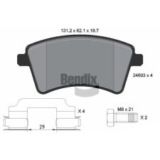 BENDIX Braking fékbetétkészlet, tárcsafék BENDIX Braking BPD1038 autóalkatrész