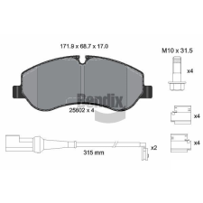 BENDIX Braking fékbetétkészlet, tárcsafék BENDIX Braking BPD1074 autóalkatrész