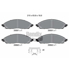 BENDIX Braking fékbetétkészlet, tárcsafék BENDIX Braking BPD2544 autóalkatrész