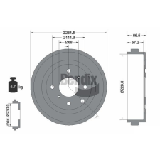 BENDIX Braking fékdob BENDIX Braking BDM1164 autóalkatrész