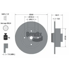 BENDIX Braking féktárcsa BDS1051 autóalkatrész