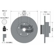 BENDIX Braking féktárcsa BDS1061 autóalkatrész