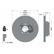 BENDIX Braking féktárcsa BDS1212HC autóalkatrész