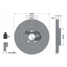 BENDIX Braking féktárcsa BDS1335HC autóalkatrész