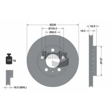 BENDIX Braking féktárcsa BDS1350 autóalkatrész