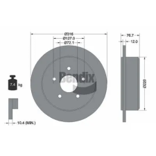 BENDIX Braking féktárcsa BDS1793 autóalkatrész