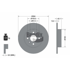 BENDIX Braking féktárcsa BENDIX Braking BDS1182 autóalkatrész
