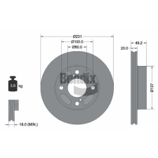 BENDIX Braking féktárcsa BENDIX Braking BDS2175 autóalkatrész