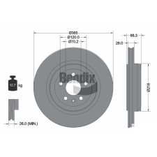 BENDIX Braking féktárcsa BENDIX Braking BDS2188 autóalkatrész
