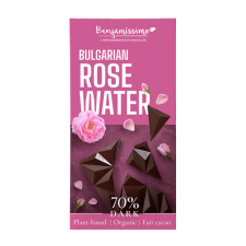 Benjamissimio bio vegán fekete csokoládé bolgár rózsavízzel 60 g reform élelmiszer