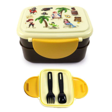 Bento Ételhordó Doboz Evőeszközökkel, Pattintós Tető - Jolly Rogers Kalózok babaétkészlet