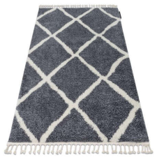 Berber Szőnyeg BERBER CROSS B5950 szürke / fehér Rojt shaggy 80x150 cm lakástextília