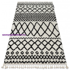 Berber Szőnyeg BERBER SAFI N9040 fehér / fekete Rojt shaggy 160x220 cm lakástextília