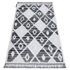 Berber Szőnyeg MAROC P662 gyémánt fekete / fehér Rojt Berber shaggy 160x220 cm lakástextília
