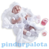 Berenguer Élethű Berenguer Játékbabák - újszülött lány luxus baba fehér ruhában kiegészítőkkel 39cm