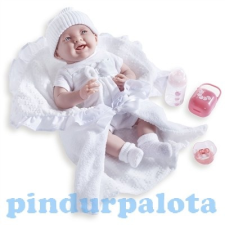 Berenguer Élethű Berenguer Játékbabák - újszülött lány luxus baba fehér ruhában kiegészítőkkel 39cm élethű baba