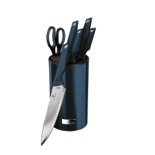 BERLINGER HAUS 7-részes rozsdamentes acél konyhai kés készlet állvánnyal AQUAMARINE kés és bárd
